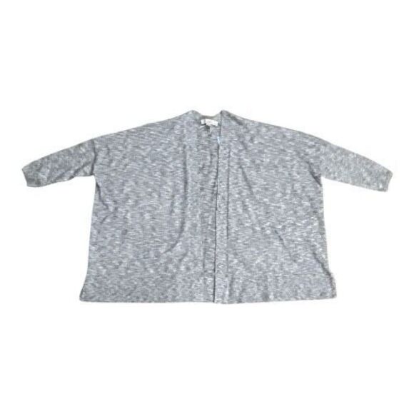 Loft Petites Women Grey Sparkle Cardigan Size M Petite Open Front 3/4-Sleeve - Picture 7 of 12